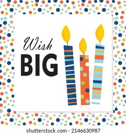 Happy birthday card with colorful candles and text