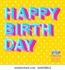 Happy Birthday Card with colorful elements : Vector Illustration 