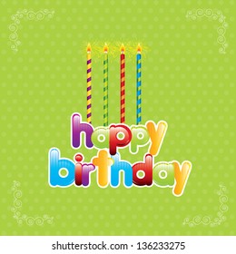 Happy birthday card with colors candle vector illustration
