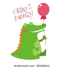 happy Birthday card with Crocodile