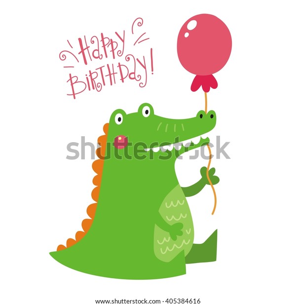 Happy Birthday Card Crocodile Stock Vector (Royalty Free) 405384616