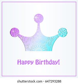 Happy birthday card with crown gradient
