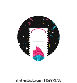 happy birthday card with cupcake