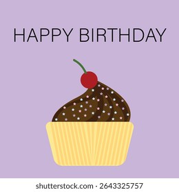 Happy birthday card with cupcake illustration card, poster template editable file.