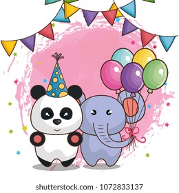 happy birthday card with cute animals