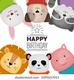 happy birthday card with cute animals