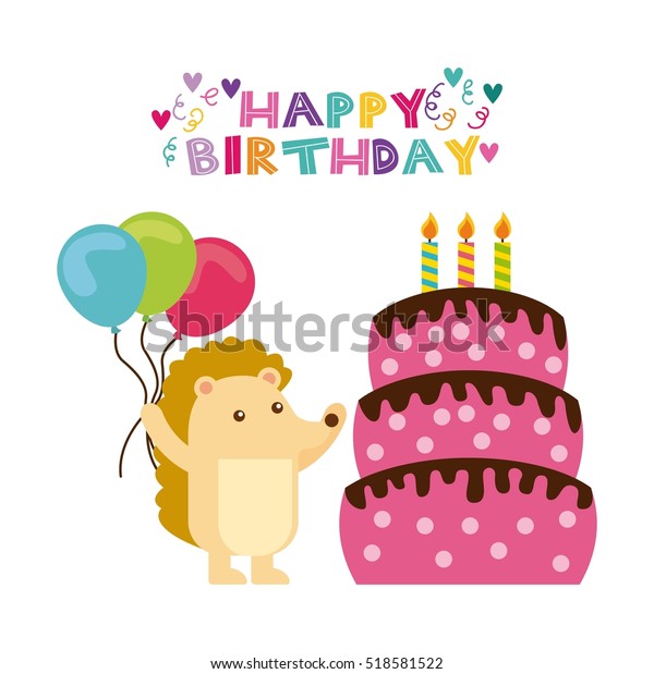 Happy Birthday Card Cute Armadillo Animal のベクター画像素材 ロイヤリティフリー