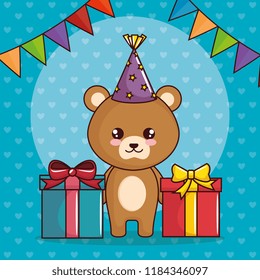 happy birthday card with cute bear
