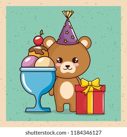 happy birthday card with cute bear