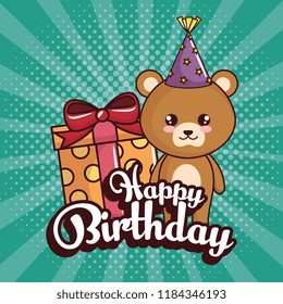 happy birthday card with cute bear