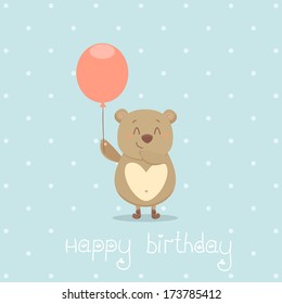 Cute Bear Birthday Card Template Card Stock Vector (Royalty Free ...