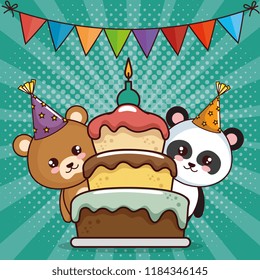 happy birthday card with cute bears