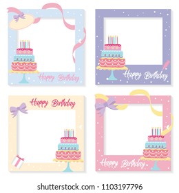 Happy Birthday Card Cute Border Frame Stock Vector (Royalty Free ...