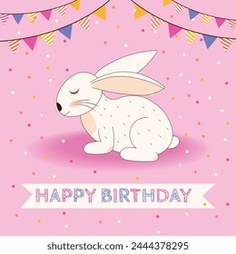 Happy birthday card with cute bunny