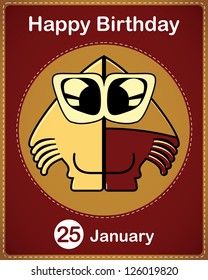  Happy birthday card with cute cartoon monster