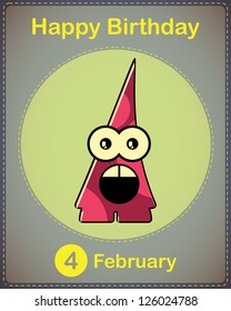  Happy birthday card with cute cartoon monster