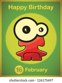  Happy birthday card with cute cartoon monster