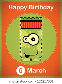  Happy birthday card with cute cartoon monster