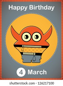  Happy birthday card with cute cartoon monster