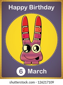  Happy birthday card with cute cartoon monster