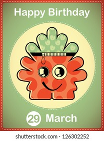  Happy birthday card with cute cartoon monster