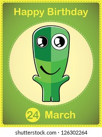 Happy birthday card with cute cartoon monster