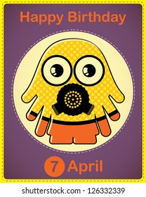  Happy birthday card with cute cartoon monster