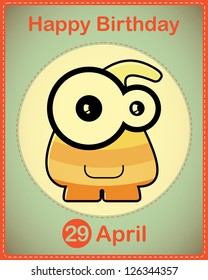  Happy birthday card with cute cartoon monster