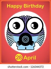 Happy birthday card with cute cartoon monster