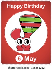  Happy birthday card with cute cartoon monster