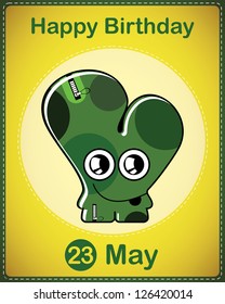 Happy birthday card with cute cartoon monster