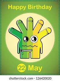  Happy birthday card with cute cartoon monster