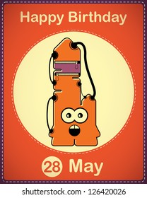  Happy birthday card with cute cartoon monster