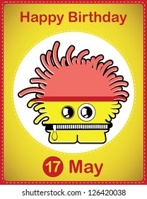  Happy birthday card with cute cartoon monster