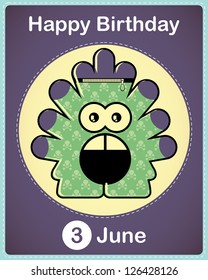  Happy birthday card with cute cartoon monster