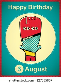 Happy birthday card with cute cartoon monster
