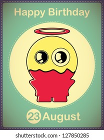Happy birthday card with cute cartoon monster