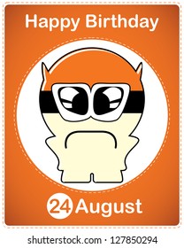 Happy birthday card with cute cartoon monster