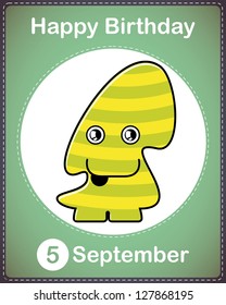 Happy birthday card with cute cartoon monster