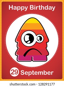 Happy birthday card with cute cartoon monster