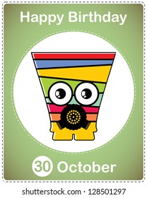 Happy birthday card with cute cartoon monster