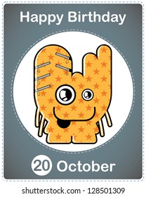 Happy birthday card with cute cartoon monster
