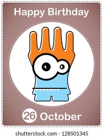 Happy birthday card with cute cartoon monster