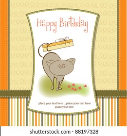 happy birthday card with cute cat