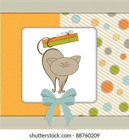 happy birthday card with cute cat