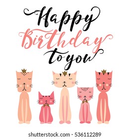 happy birthday card with cute cats