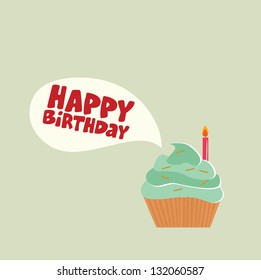 happy birthday card with cute cupcake