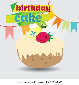 happy birthday card with cute cupcake