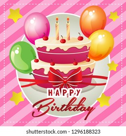 happy birthday card with cute cupcakes