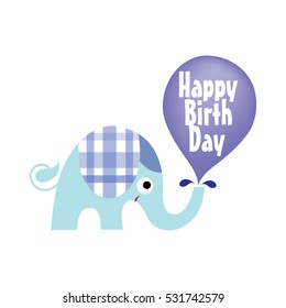 Happy Birthday Card Cute Elephants Stock Vector (Royalty Free) 531742579